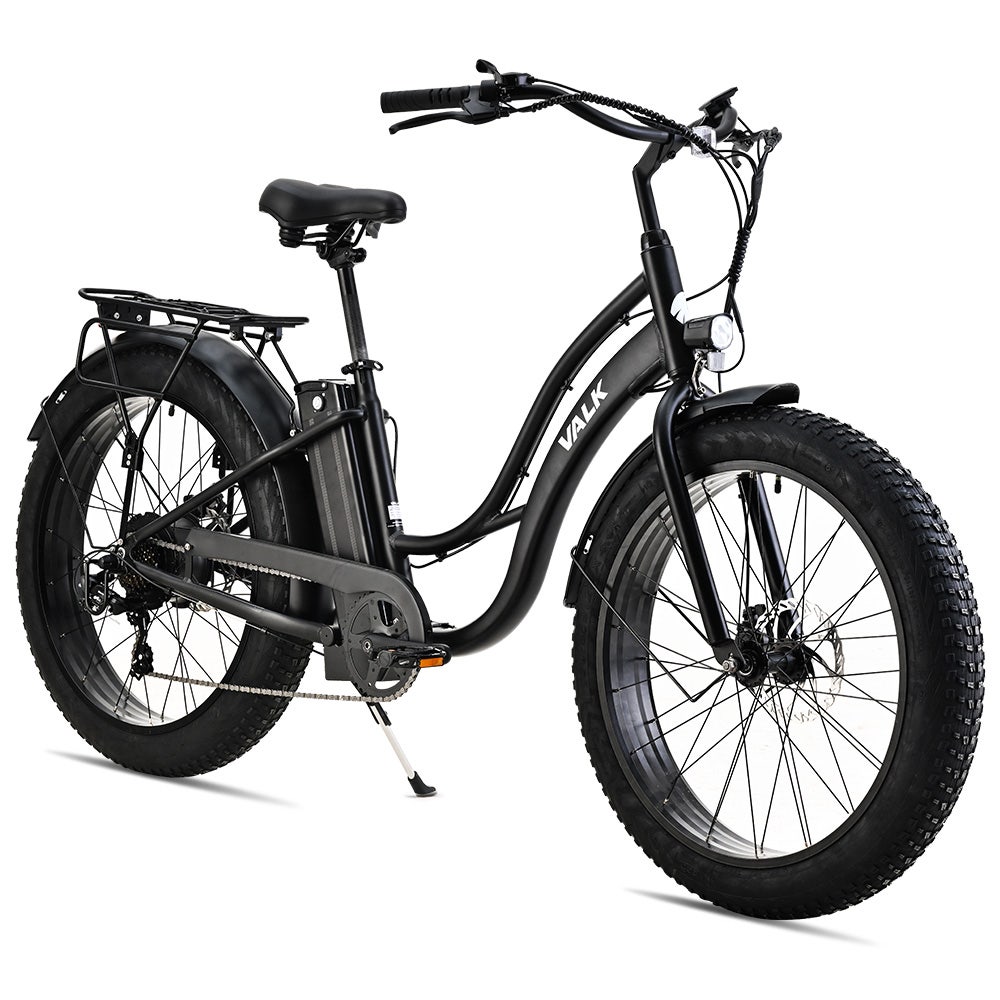 Valk Electric Fat Tyre Cruiser Bike - Matte Black