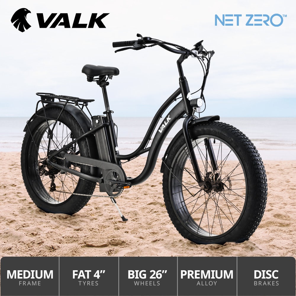 Valk Electric Fat Tyre Cruiser Bike - Matte Black
