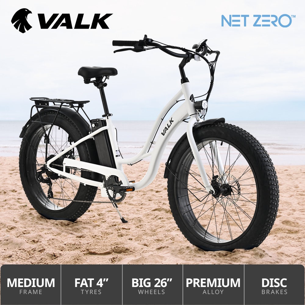 Valk Fat Tyre Cruiser Bike - White